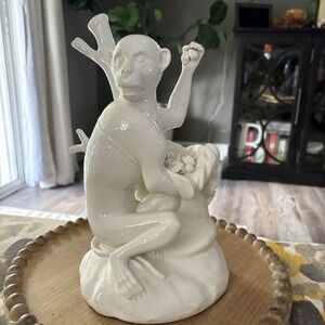 Vintage Ceramic White Italian Monkey 1970's Elvis Presley